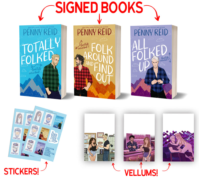 BOOK Bundle: Signed Good Folk Series, Vellums, and Stickers!